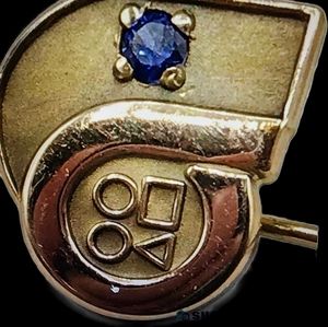 11k Gold Filled 2mm Blue Sapphire Vintage CTO Employee Service Award Stick Pin